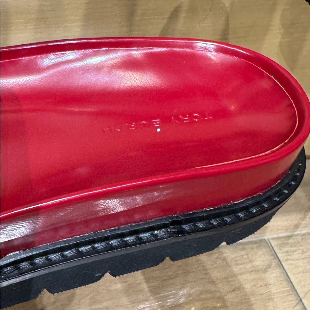 Tory Burch Red Patent Leather Slide Sandals with Gold Logo - Picture 8 of 8